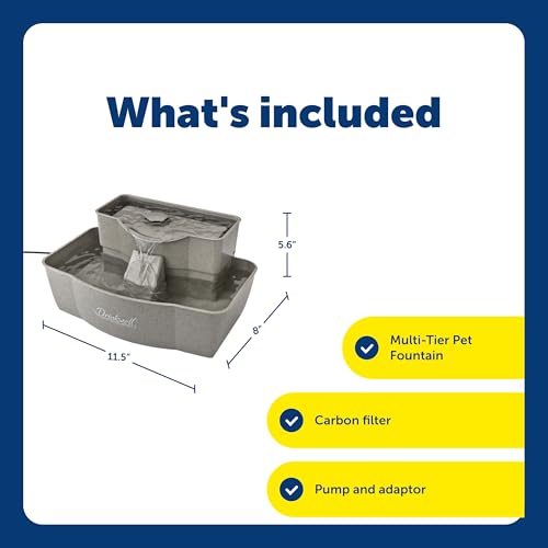 PetSafe Drinkwell Multi-Tier Pet Fountain, Cats & Dogs, Large | 100 oz Capacity, 2 Drinking Heights, Great for Senior/Arthritic Pets, Top-Rack Dishwasher Safe - size: 100oz Capacity