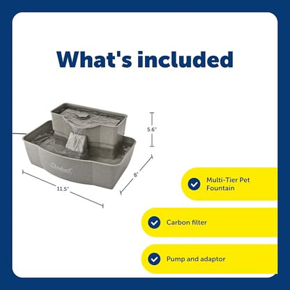 PetSafe Drinkwell Multi-Tier Pet Fountain, Cats & Dogs, Large | 100 oz Capacity, 2 Drinking Heights, Great for Senior/Arthritic Pets, Top-Rack Dishwasher Safe - size: 100oz Capacity