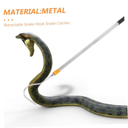 TOYANDONA Telescopic Snake Catcher Hook Adjustable Length Stainless Steel Snake Handling Tool Collapsible Design for Safe Reptile Capture and Efficient Handling