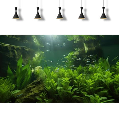 2 Packs Underwater Aquarium Background Lush Green Aquatic Plants Fish Tank Background Undersea Stone with Moss Tropical Reptile Tank Backgrounds Under The Sea World Aquarium Backgrounds 24x12in - color: Dark Green, size: 24(W)x12(H)in