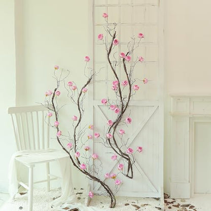 118" Fake Bendable Fall Tree Vines Hanging Peony Flower Garland | Flexible Artificial Floral realistic Twine Wood Branches Twig Reptile Climbing Faux Plant Wedding Arch Wall indoor Decoration