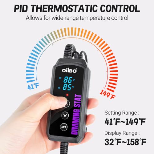 Digital Heat Mat Thermostat, PID Reptile Heat Lamp Dimming Thermostat Heating Pad Temperature Controller for for Aquarium Reptiles and Seedling, Breeding, Hatching