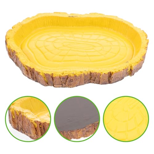 Sosoport 2pcs Resin Reptile Food Feeding Container and Tortoise Water Dish for Terrarium, Multifunctional Pet Food Storage Basin Suitable for Lizards, Tortoises, and Small Crawling Pets