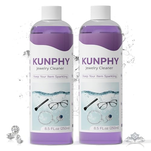 Upgraded KUNPHY Jewelry Cleaner, Professional Jewelry Cleaner Solution | 8.5 Oz * 2 Packs, Multi-Purpose for Silver, Gold, Diamonds, Eyeglasses and All Ultrasonic Cleaners - color: Purple+Purple