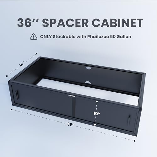 Reptile Terrarium 36" Spacer Cabinet, Snake Tank Accessories Spacer, Only for Phailozoo 50 Gallon Reptile Enclosure, Reptile & Amphibian Enclosure Terrarium Stand, 36" W X 18" D X 10" H - color: Ultimate Black, size: 36x18x10 inch