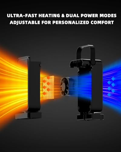Small Space Heater for Indoor Use, Fast Heating Portable Desk Heater, Dual Power Modes, Timer & Overheat Protection – Personal Space Heater for Bedroom, Office, Home - color: BLACK