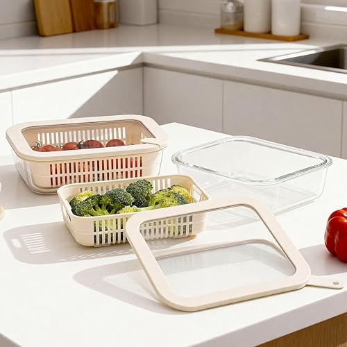 Glass Food Storage Containers with Glass Lids, Microwave Safe Food Container Set, Aitight Meal Prep Container Set, BPA Free Colander, LeakProof, 2 Pack - color: ‎Ivory White -2p