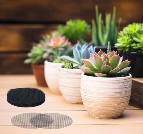 Mini Skater Plant Pot Mesh Drainage Screens Round Flower Pot Hole Cover Mesh Pads for Houseplant Outdoor Planters Succulents Bonsais Pots Eye Mesh Mats to Keeps Soil from Draining Out (20, 4 Inch)