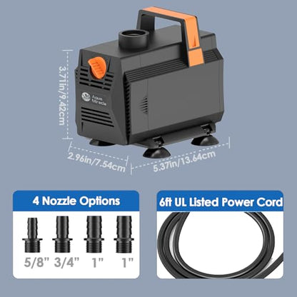 AquaMiracle 600GPH Submersible Water Pump Pond Pump(2270L/H, 35W), Water Fountain Pump Aquarium Water Pump with Flow Control for Fish Tank, Waterfall, Statuary, Filtration, Water feature, Hydroponics - style: WP600 (600GPH)