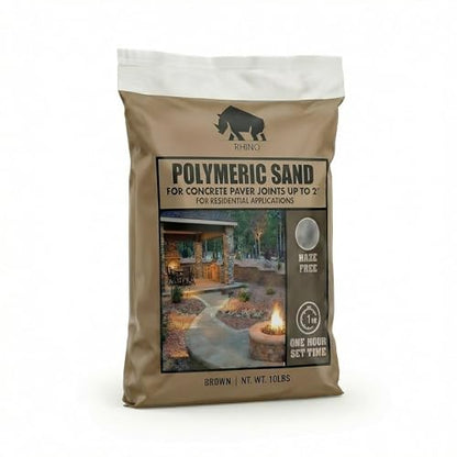 Rhino Power Bond Plus - Polymeric Sand for Pavers and Stone Joints up to a Maximum of 2 inches. (10 Pound, Brown) - color: Brown, size: 10 Pound
