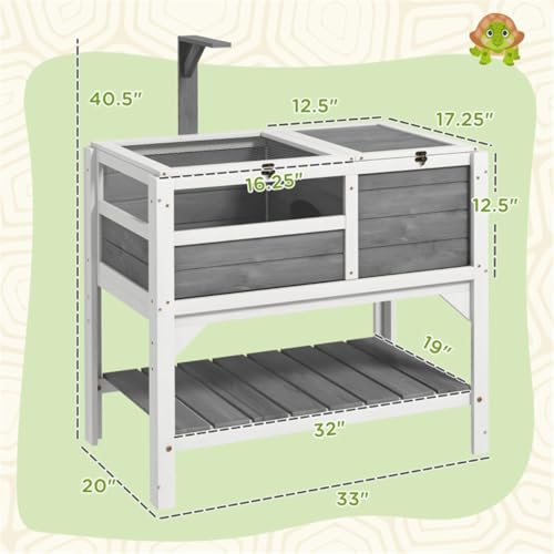 Reptile Enclosure with Shelf, 40.5”H Tortoise Habitat with Lockable Top, Lamp Stand, Acrylic Windows & Waterproof Tray for Lizard, Snake, Bearded Dragon - Easy Assembly - color: P-3