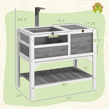 Reptile Enclosure with Shelf, 40.5”H Tortoise Habitat with Lockable Top, Lamp Stand, Acrylic Windows & Waterproof Tray for Lizard, Snake, Bearded Dragon - Easy Assembly - color: P-3