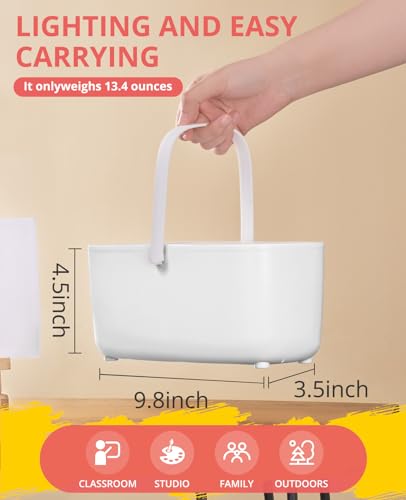 GAMENOTE Paint Brush Cleaner, Paint Brush Holder and Palette, White | All-in-one painting station washes and rests brushes, mixes colors, and stores paint in 18 wells with a portable handle. - color: White