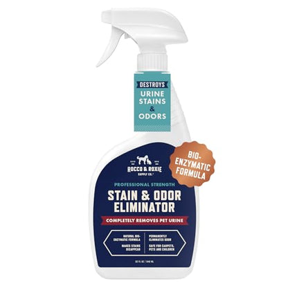 Rocco & Roxie Enzyme Stain & Odor Eliminator, 32 Fl Oz | Bio-enzymatic urine destroyer; CRI Certified Safe; made in USA; for carpets, bedding, litter boxes, crates & cars - size: 32 Fl Oz (Pack of 1)