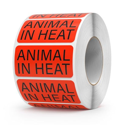 1000 Pcs Animal in Heat Veterinary Vinyl Labels 1x 2 Inch Medication Instruction File Folder Stickers for Pet Care Breeders Hospital Clinic Shelters Funny Party Rave