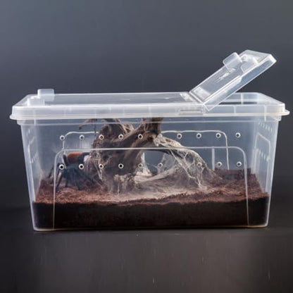 HOMSFOU Acrylic Reptile Feeding Box for Small Pets with High Surface Hardness and Safe Design, Climbing Pet Container Suitable for Living Foods and Transporting Animals Random Color