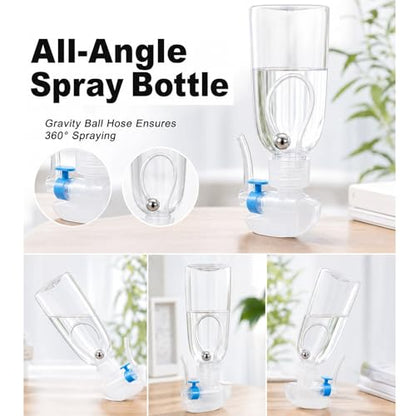 2 Pack 6.8 oz Small Plastic 360 Spray Bottles, Refillable Bottles for Hair, Cleaning, Plants and BBQ, Travel-Friendly Containers(Clear)