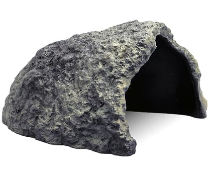 Rock Cave Habitat Hidden for Reptile and Amphibians.Terrarium & Aquarium Decor, Reptile hideout Hide Cave, Perfect for Bearded Dragons,Lizards,Snakes,Turtles,Geckos,Tortoises,Small Animals -Large Size - style: Extra Large Size ( Grey )