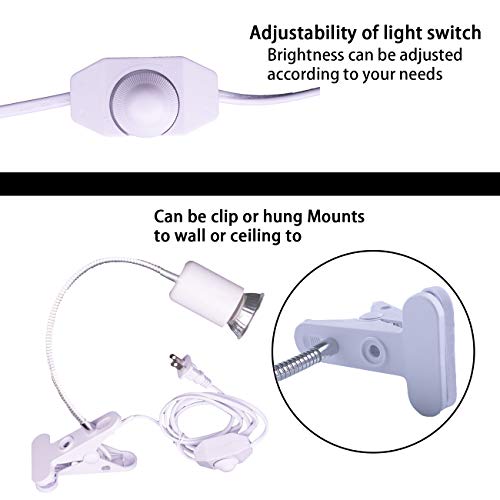 Reptile Heat Lamp UVA UVB Light Bulb, 360° Rotatable Dimmable Heating Lamp - color: White
