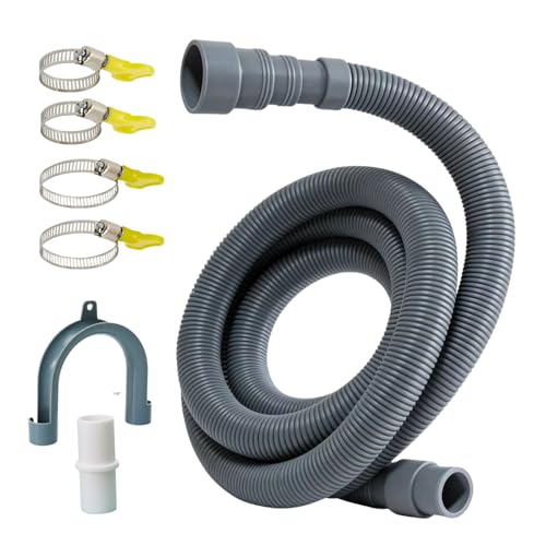 10FT Portable Washing Machine Drain Hose Extension,Extra Long Washer Drain Hose Kit with 1 Adapter, 4 Clamps and 1 U-Bend Holder - size: 10ft