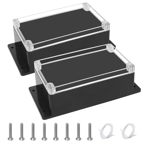 Junction Box with Clear Cover IP65 Waterproof ABS Plastic Universal Project Box with Fixed Ear, Black 7.8"x 4.7"x 2.9"(200x120x75mm)(Pack of 2) - color: 2 packs, size: 7.8"x 4.7"x 2.9"