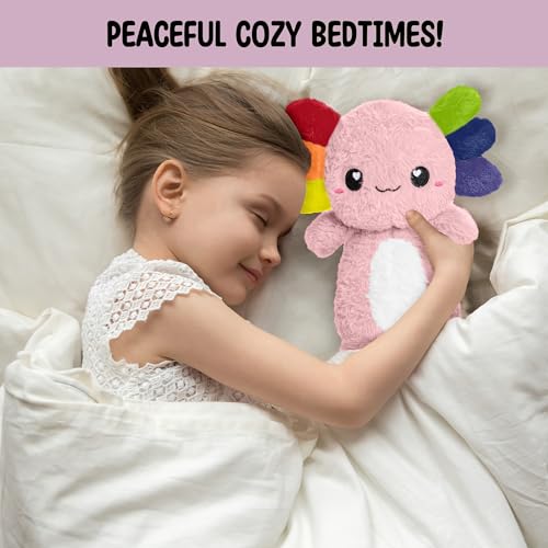 Rainbow Axolotl Microwavable 1.5 lbs Unscented Heating Pad for Women and Kids- Cute Soft Cozy Pillow Plush Heatable Warm Stuffed Animals - Kawaii Hot and Cold Plushie- Axolotl Gifts for Girls and Boys - style: Rainbow Axolotl