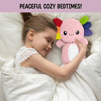 Rainbow Axolotl Microwavable 1.5 lbs Unscented Heating Pad for Women and Kids- Cute Soft Cozy Pillow Plush Heatable Warm Stuffed Animals - Kawaii Hot and Cold Plushie- Axolotl Gifts for Girls and Boys - style: Rainbow Axolotl