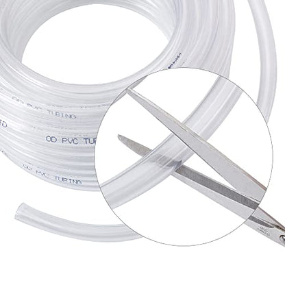 DAVCO 1/2" ID - 100 ft Clear Vinyl Tubing with 2 Stainless Clamps, Low Pressure Flexible PVC Tube, Heavy Duty UV Chemical Resistant Lightweight Plastic Vinyl Hose, BPA Free and Non Toxic - size: 1/2"ID, style: 100 Feet