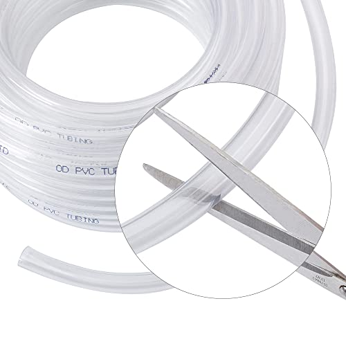 DAVCO 3/8" ID - 100 ft Clear Vinyl Tubing, Low Pressure Flexible PVC Tube, Heavy Duty UV Chemical Resistant Lightweight Plastic Vinyl Hose, BPA Free and Non Toxic, with 2 Stainless Clamps - size: 3/8"ID, style: 100 Feet