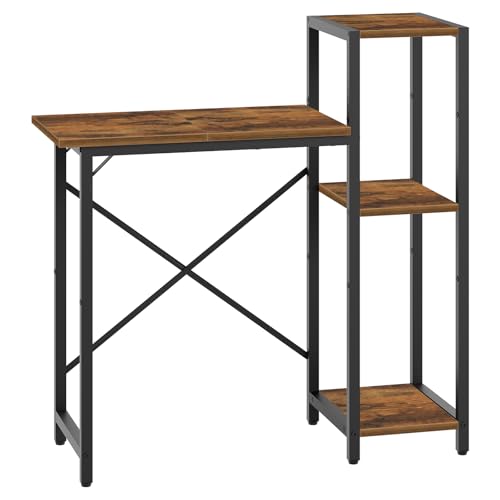 MAHANCRIS 5-10 Gallon Fish Tank Stand with 3-Tier Storage Shelf, Heavy Duty Aquarium Stand for Home Office, Metal Frame Turtle Reptile Terrarium Stand, 30.7"L x 12.6"W x 32.1"H, Rustic Brown FTHR5201 - color: Rustic Brown