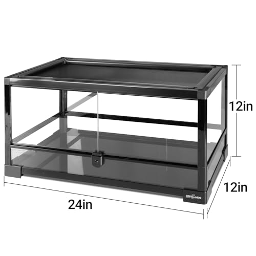 REPTIZOO Reptile Terrarium 24" X 12" X 12", 15 Gallon Glass Reptile Tank with Double Hinge Door Top Screen Ventilation, Easy Assembly Front Opening Terrarium Habitat