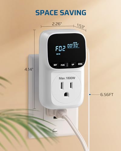 DEWENWILS Digital Temperature Controller, 2 Pack15A/1800W Thermostat Outlet Plug, VA Display Heating Cooling Control Timer, -40℉~210℉, Cyclic Timing/Countdown, for Cooling Fans and Heater - color: White, size: 2 Pack