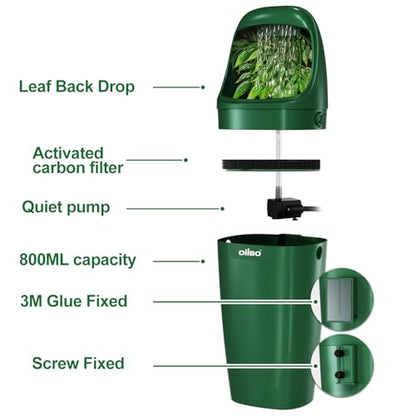 Reptile Water Fountain Chameleon Water Dripper, Reptile Water Dispenser with 800ml Large Capacity, Terrarium Waterfall Drinking Fountain for Bearded Dragon Gecko Lizard