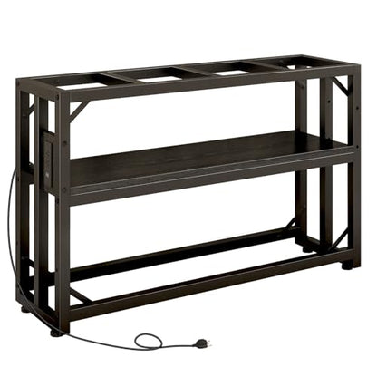 METYERRY 55 Gallon Fish Tank Stand with Power Outlet,Adjustable Shelf | 860 LBS Heavy Duty Metal Frame, Fits Fish Tanks Reptile Tanks and Turtle Tanks, Water Resistant Board, Home Aquarium Setup - color: Black, size: 55 Gallon