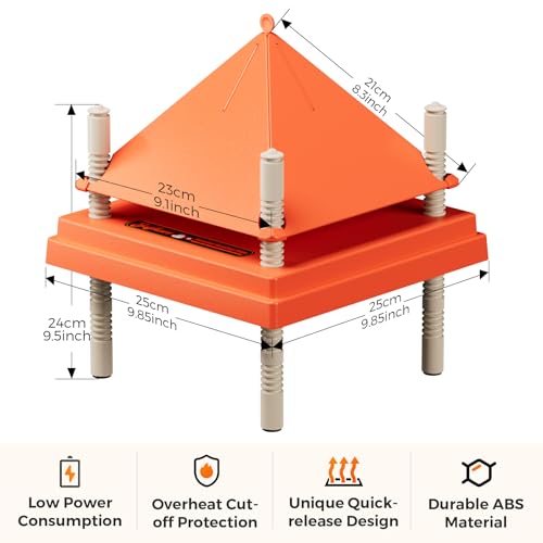 Chick Brooder Heating Plate 10" x 10" with Anti-Roosting Cone, Stepless Adjustable Height for Up to 15 Chicks, Energy Efficient Mother Hen Brooder for Poultry - color: ORG-10