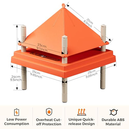 Chick Brooder Heating Plate 10" x 10" with Anti-Roosting Cone, Stepless Adjustable Height for Up to 15 Chicks, Energy Efficient Mother Hen Brooder for Poultry - color: ORG-10