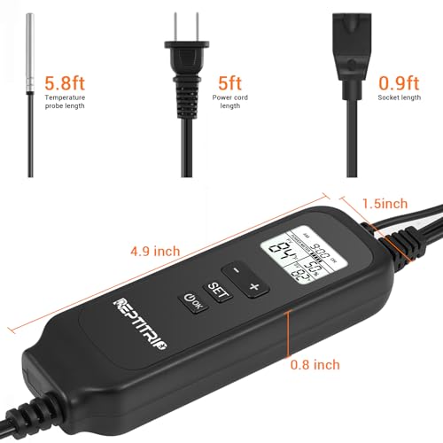 Reptile Dimming Thermostat, Adjustable Day and Night Temperature, Thermostat for Reptile Heat Lamp Heat Pad, PID Temperature Controller, Memory Function, ℉/℃ (Model: PT02A) - color: Day/Night Temp Set