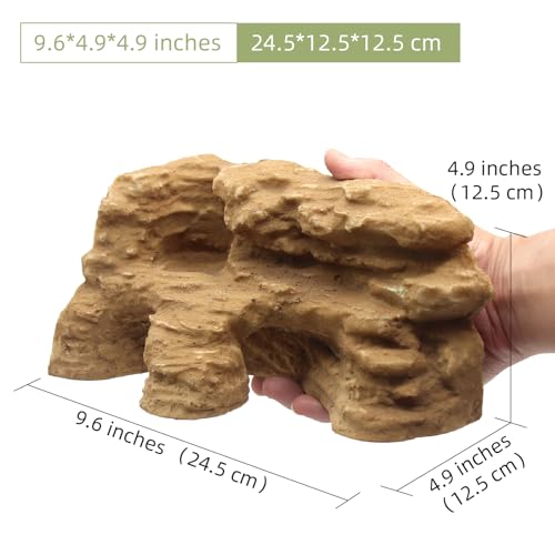 Reptile Hide Shale Scape Step Ledge Backdrop, Reptile Corner Rock Basking Platform Cave Hideout Tank Accessories Decorations, Great for Reptiles, Amphibians, Leopard Gecko, Snake, Frogs, Turtle - style: Medium-9.6*4.9*4.9