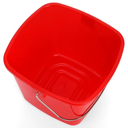 SOUJOY 7 Pack 3 Quart Cleaning Bucket, Plastic Small Sanitizing Bucket with Handle, Multi-Purpose Mini Square Pails for Kitchen, School, Offices, Household and Commercial Use, Red