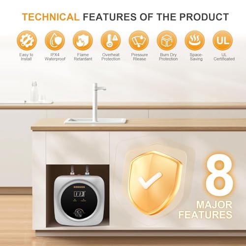 Mini Tank Water Heater 2.5 Gallon Under Sink Instant Water Heater with LED Dsiplay,T&P Valve,3-Way Diverter,110V 120V Small Hot Water Heaters for Kitchen Apartment RV Bathroom Gray - color: Gray