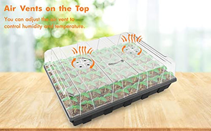Gardzen Seed Starter Tray, 5 Pack Smiling Face Plant Germination Trays with Total 350-Cell, Seed Starter Kit with Humidity Vented Domes and Bases for Starting Vegetable Flower Herb Seeds 18" x 14" | Smiling Face Plant Germination Kit with Humidity Domes a