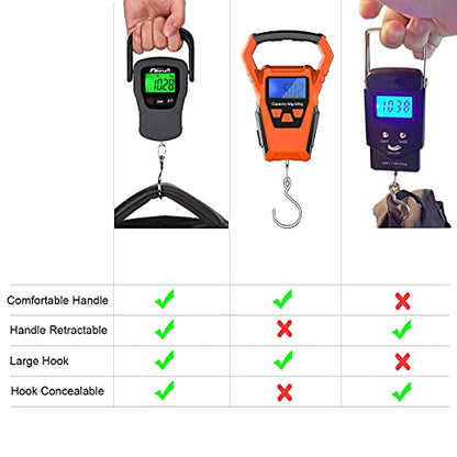 Digital Fish Scale, Electronic Hanging Fish Weight Scale with Large Handle & Measuring Tape, 110lb/50kg Fishing Scale, 3 AAA Batteries Included, Fishing Gifts for Men