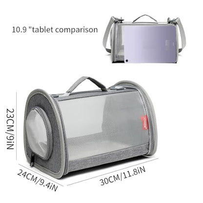 Guinea Pig Carrier Travel Small Animal Carrier Bag Lizard Bird Rabbit Carrier Cage Squirrel Breathable Bag Portable Travel Hamster Small Pet Hangbag (Large, Gray) - color: gray, size: Large