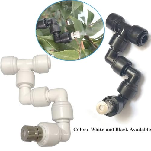360 Adjustable Universal Spray Misting Nozzle Kit with 5M Hose for Garden Greenhouse Irrigation System Aquarium Reptile Humidity(5M 2Foggers White) - color: 5M 2Foggers White