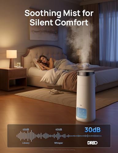 DREO 16L Smart Humidifier Large Room 1000 ft², 130H Runtime, 30dB, Top Fill | Auto Mode, Remote/Touch/Voice & APP Control, Clean Tank Technology, RGB Light, Cool Mist Humidifiers 755S for Bedroom, White - color: White