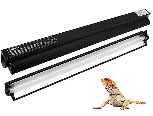 24W T5 HO UVB Reptile Light Fixture Kit, Terrarium Hood Light with Desert UVB 10.0 Fluorescent Tube, Ideal for Tropical and Desert Habitats - size: 22 In