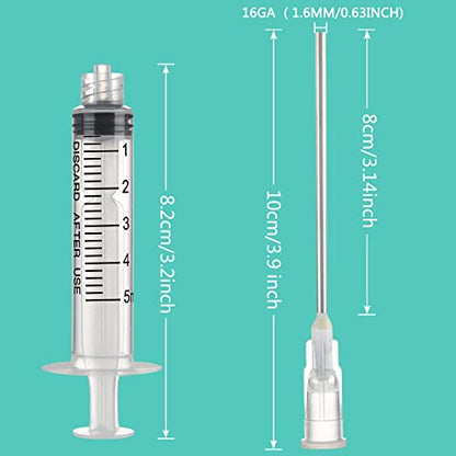 5ml/CC Luer Lock injection Syringe with needle for Scientific Labs and Industrial Dispensing, Fountain Pen Refill,Ink,Glue Application,Liquid Dispensing and Measuring, Pet Food Feeding,Refilling Ink Cartridges,CISS - size: 5ML/5 PACKS