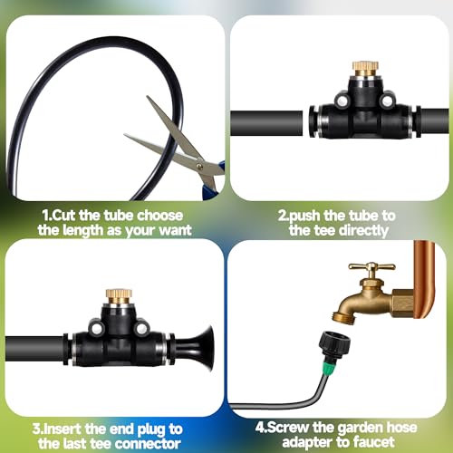 40FT Misters for Outside Patio, Misting Cooling System Anti Leak | Misting Line with 12 Brass Mist Nozzles and Adapter(3/4"), DIY Water Misters for Garden Greenhouse Fan BBQ Party Pool - size: 40FT Misting Cooling System