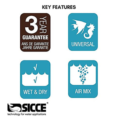 Sicce Multi Quiet 800 Submersible Water Pump 220 GPH Adjustable Flow for Aquariums, Pond, Water Garden & Hydroponics - size: 220 GPH