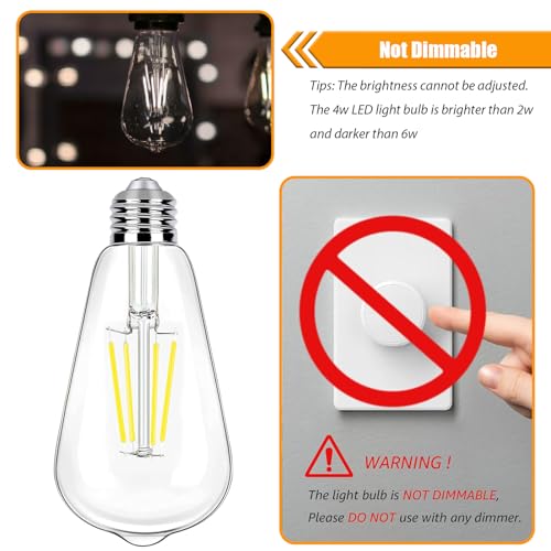 winsaLED 5000K Daylight LED Edison Bulbs 40W Equivalent, Non-Dim, 12 Pack | 4W ST19 LED Light bulb, E26 Standard Base, 90 CRI, 450LM - color: 5000k-daylight